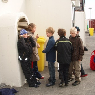 Strákarnir sækja í hlýjuna.