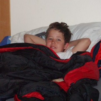 Stefán Árni að hafa það notalegt.