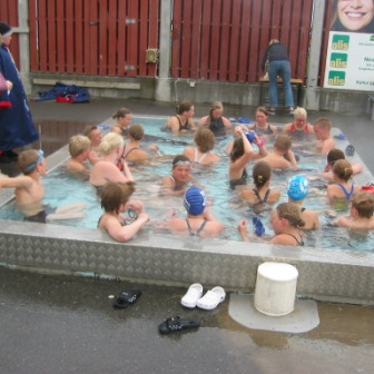 Óðinsliðið í pottinum eftir keppni.