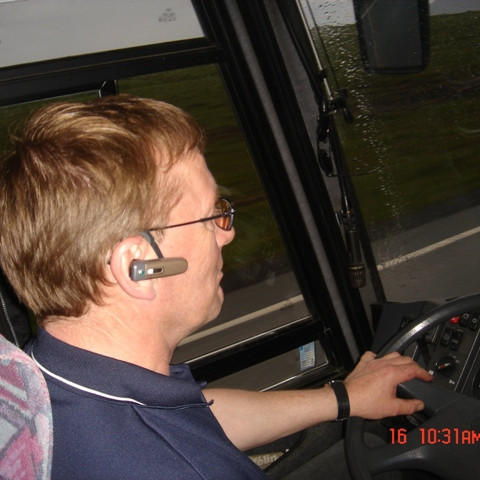 Bílstjórnn var ánægður með krakkana.