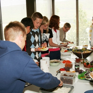 Hlaðborðið var glæsilegt.