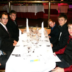 Strákarnir komnir á Broadway.