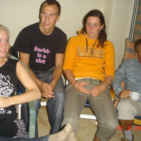 Fjölmennt á svölunum hjá fararstjórunum.