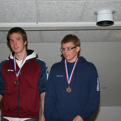 50 m skriðsund - Baldur (sem tók við verðlaunum Svavars Skúla) Guðni og Tómas Leó.