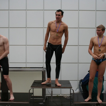 100 m skriðsund - Leifur Guðni, Svavar Skúli og Tómas Leó.