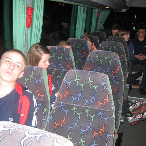 Í rútunni á suðurleið.