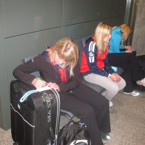 Tíminn notaður til að merkja töskur.