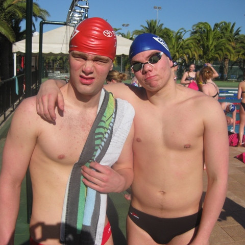 Einar og Tómas mættir í laugina.