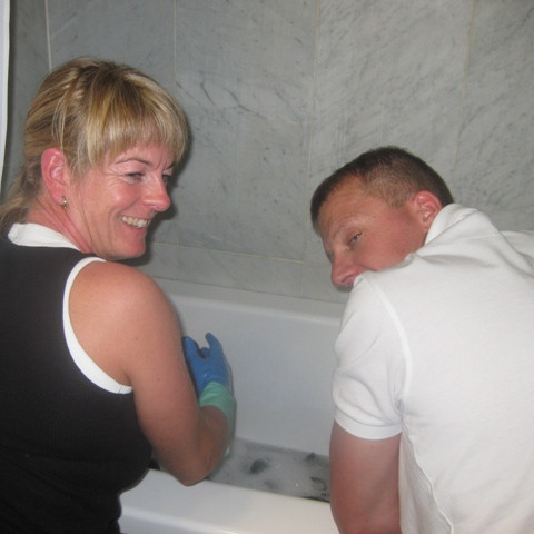 Fararstjórarnir í þvottum.