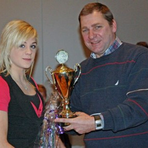 Bryndís Rún Hansen, sundmaður Akureyrar 2008, og Valdislav Manikhin yfirþjálfari.