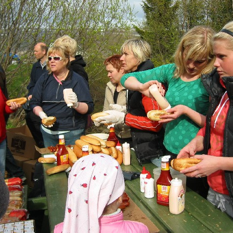 Pylsurnar runnu út.