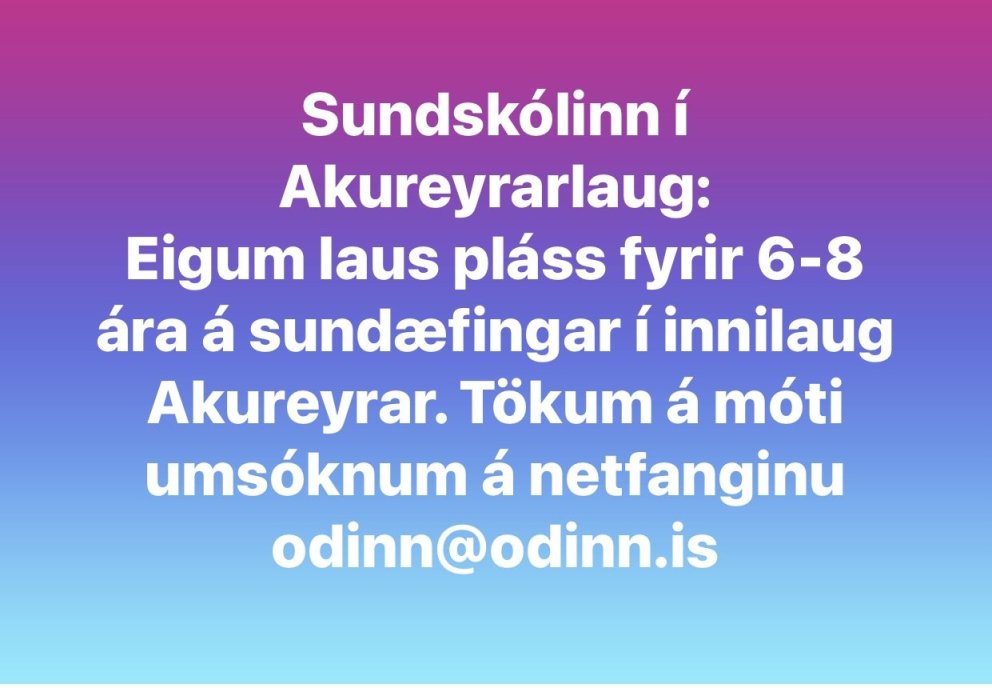 Laus pláss fyrir 6-8 ára í sundskólanum í Akureyrarlaug